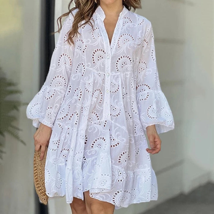 Aoibheann – Embroidered Tiered Mini Dress