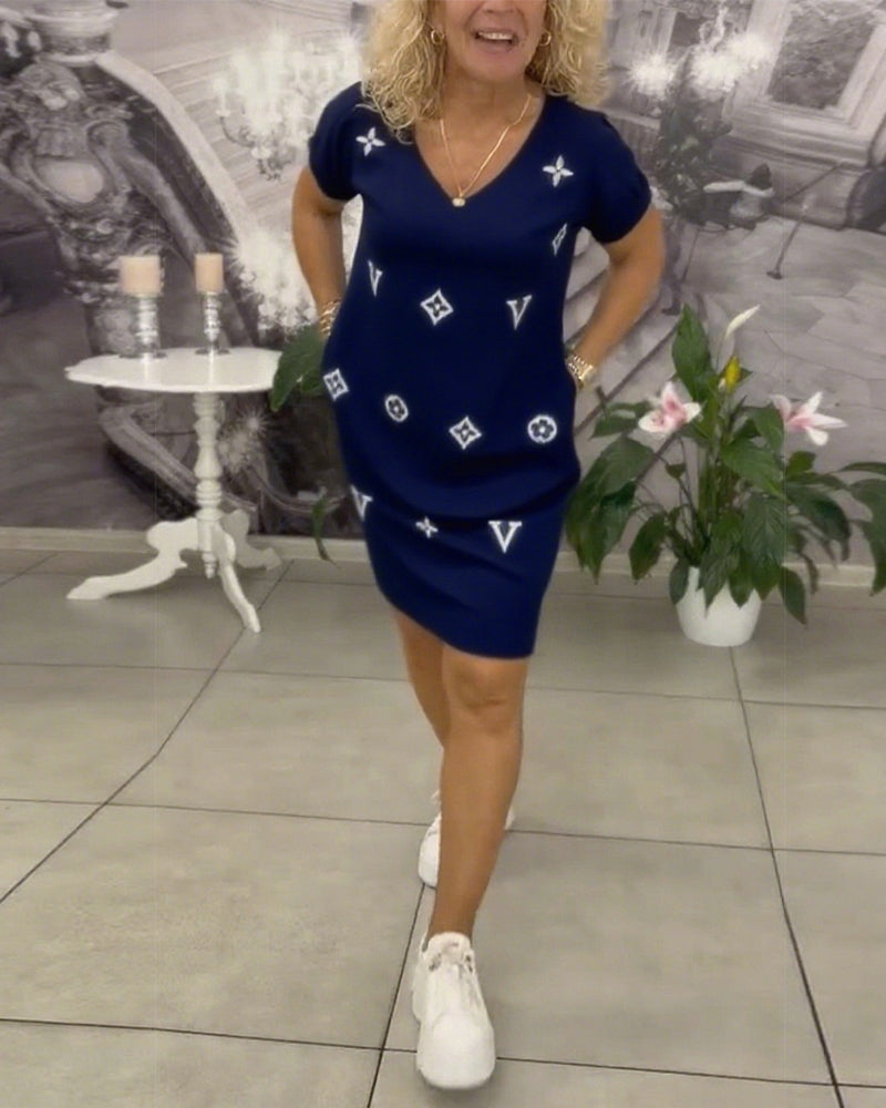 Sienna™ | Women’s Fashion V-Neck Short Sleeve Dress