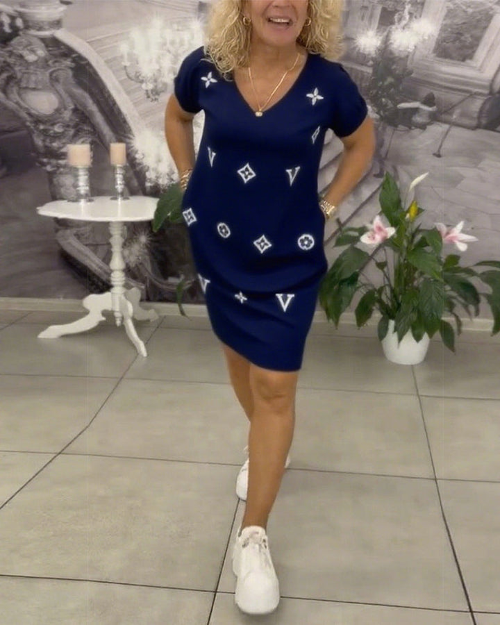 Sienna™ | Women’s Fashion V-Neck Short Sleeve Dress
