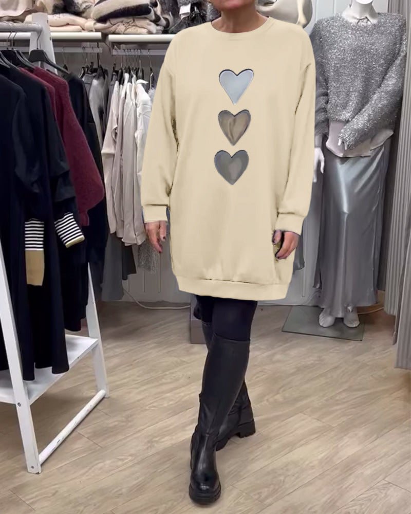 Laura™ | Casual shift dress with heart pattern