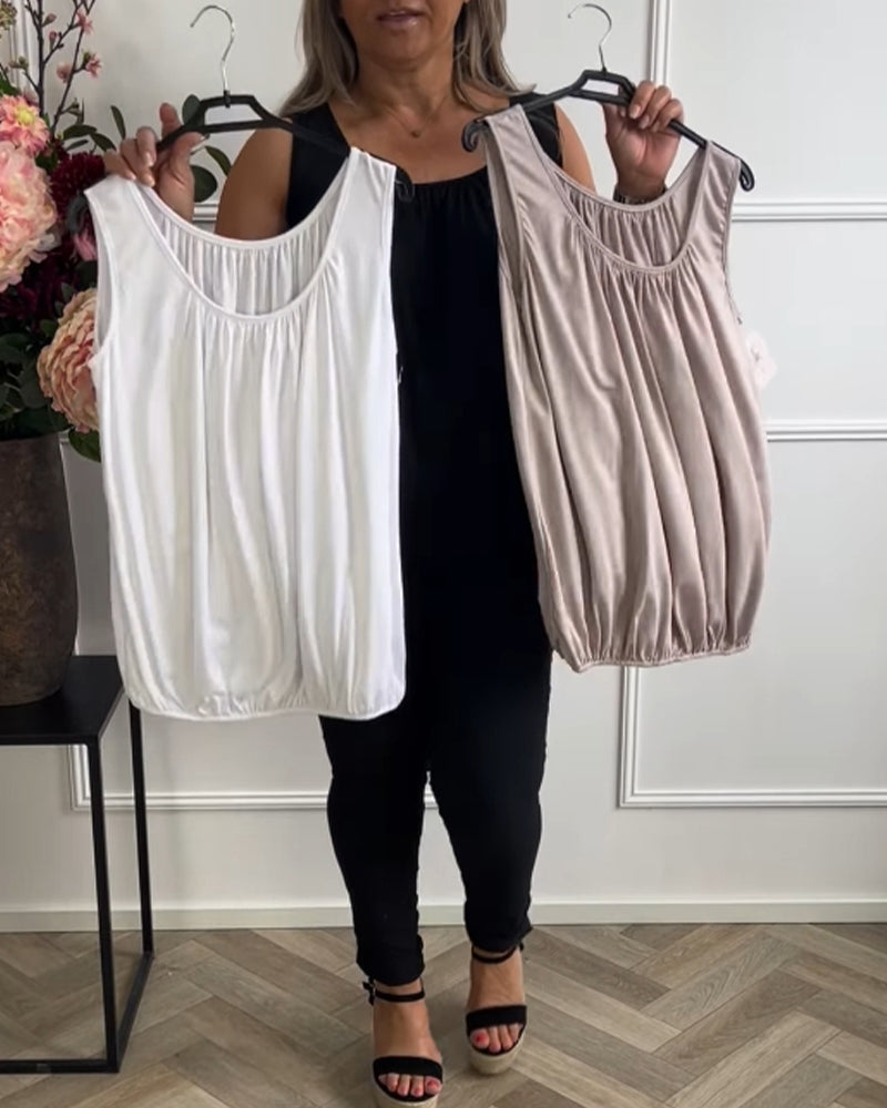 Keira™ | Women’s Sleeveless Solid Color Pleated Top