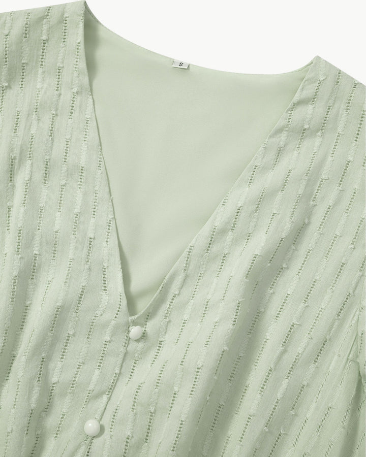 Lara™ | Midi Dress with V-neck and Ruffle Sleeves