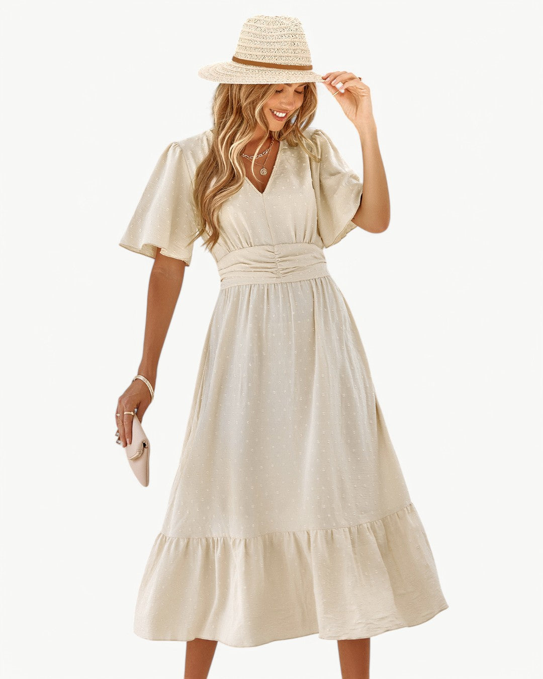 Renee™ | V-neck Calf-Length Dress