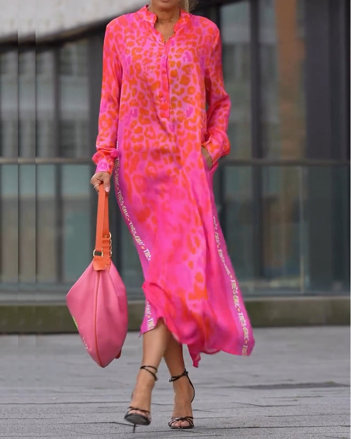 Hailey™ | Women’s Long Sleeve Leopard Print Dress with Slit