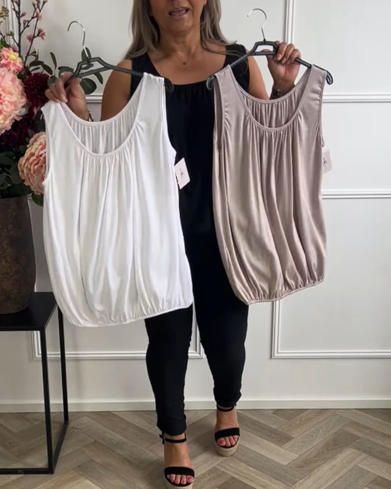 Keira™ | Women’s Sleeveless Solid Color Pleated Top