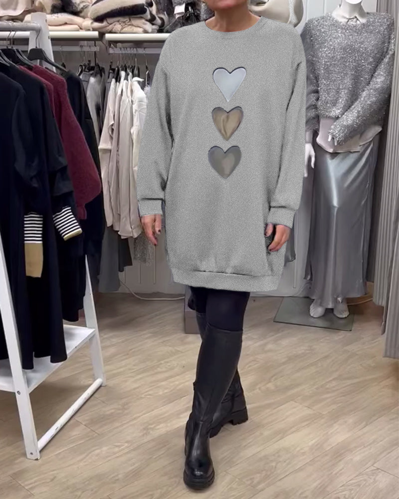 Laura™ | Casual shift dress with heart pattern