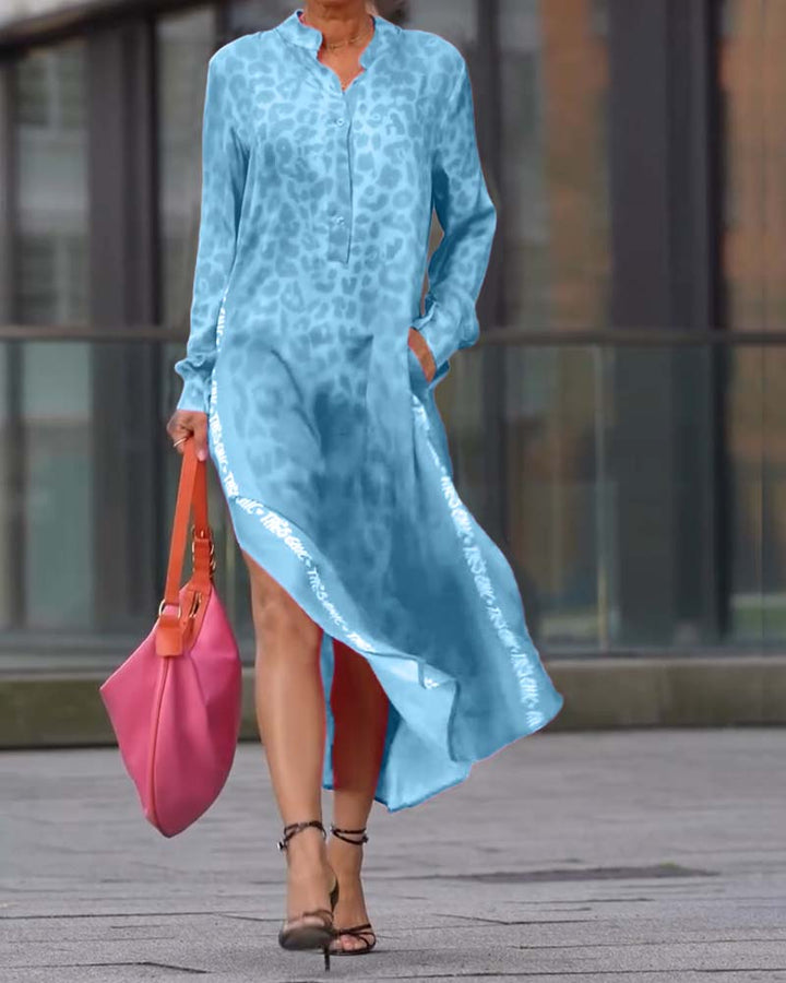 Hailey™ | Women’s Long Sleeve Leopard Print Dress with Slit