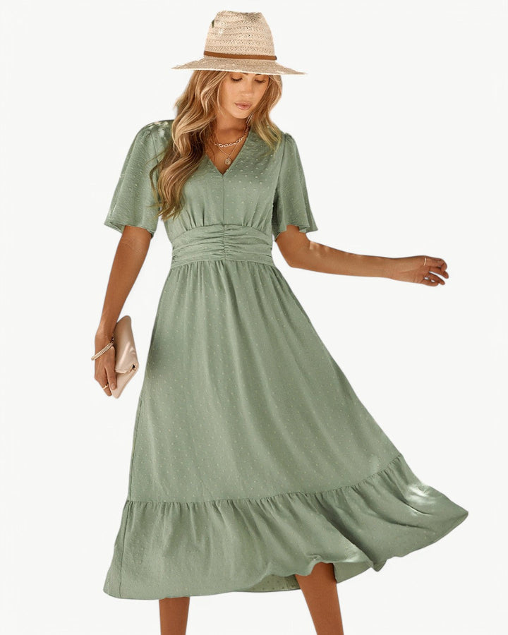 Renee™ | V-neck Calf-Length Dress