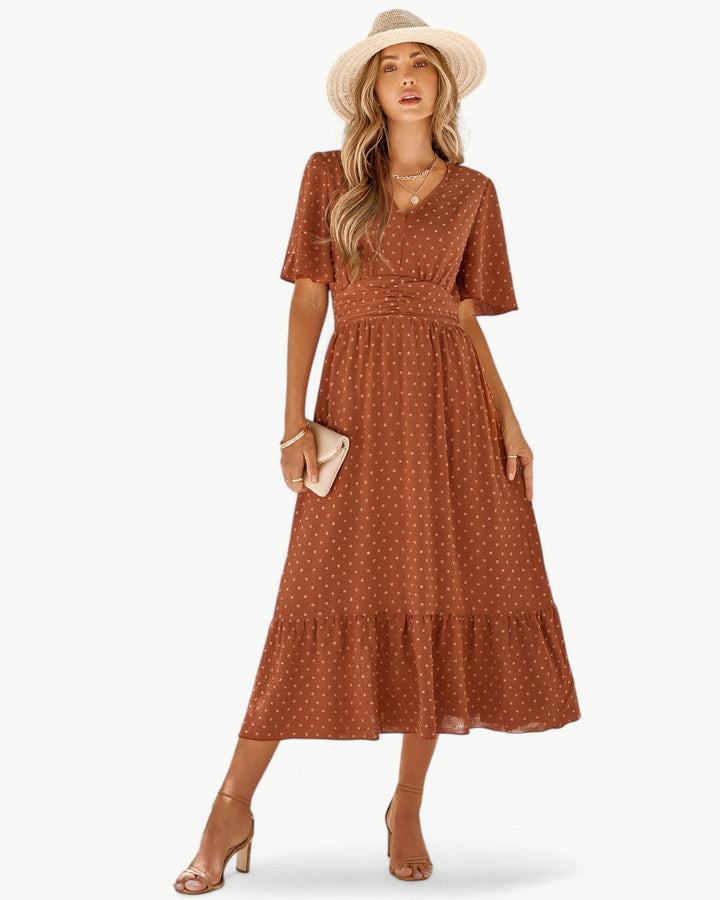 Renee™ | V-neck Calf-Length Dress