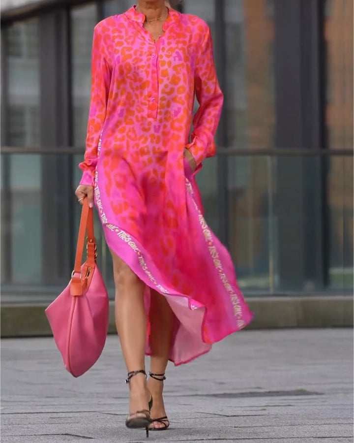 Hailey™ | Women’s Long Sleeve Leopard Print Dress with Slit