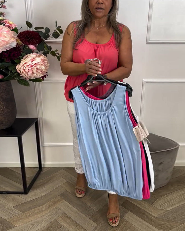 Keira™ | Women’s Sleeveless Solid Color Pleated Top
