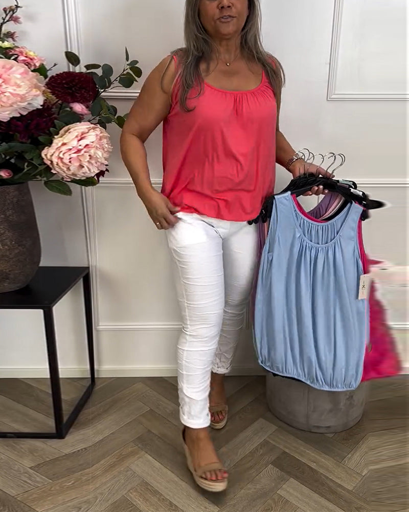 Keira™ | Women’s Sleeveless Solid Color Pleated Top