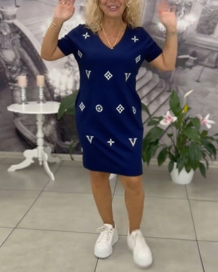 Sienna™ | Women’s Fashion V-Neck Short Sleeve Dress