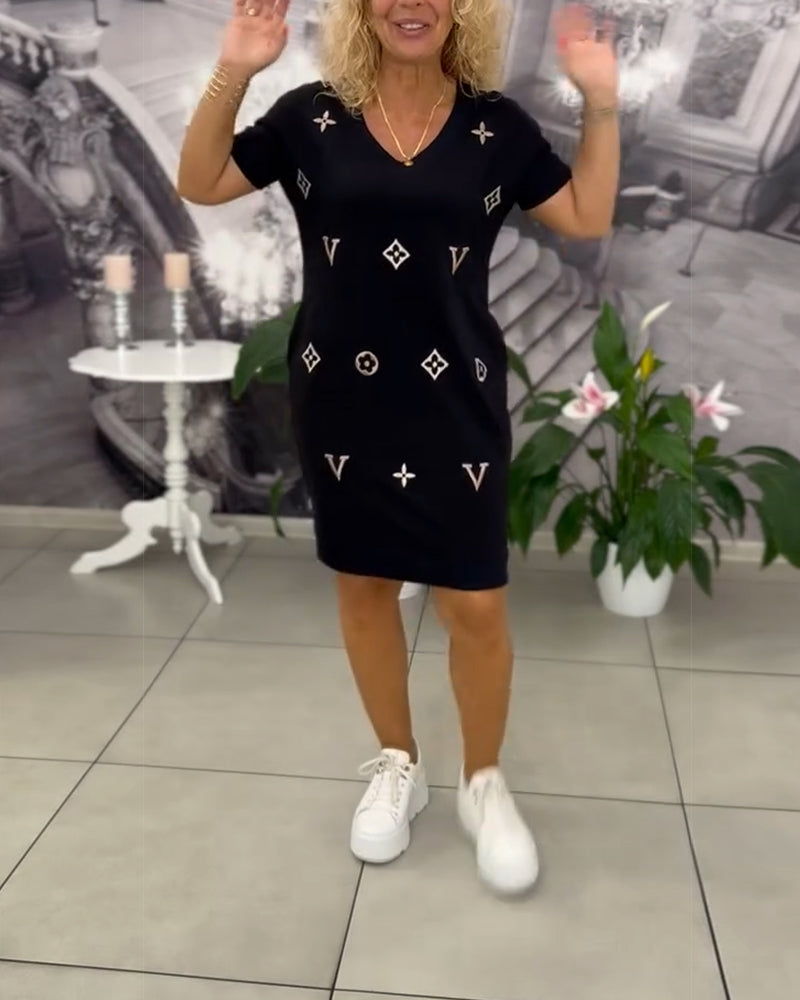 Sienna™ | Women’s Fashion V-Neck Short Sleeve Dress