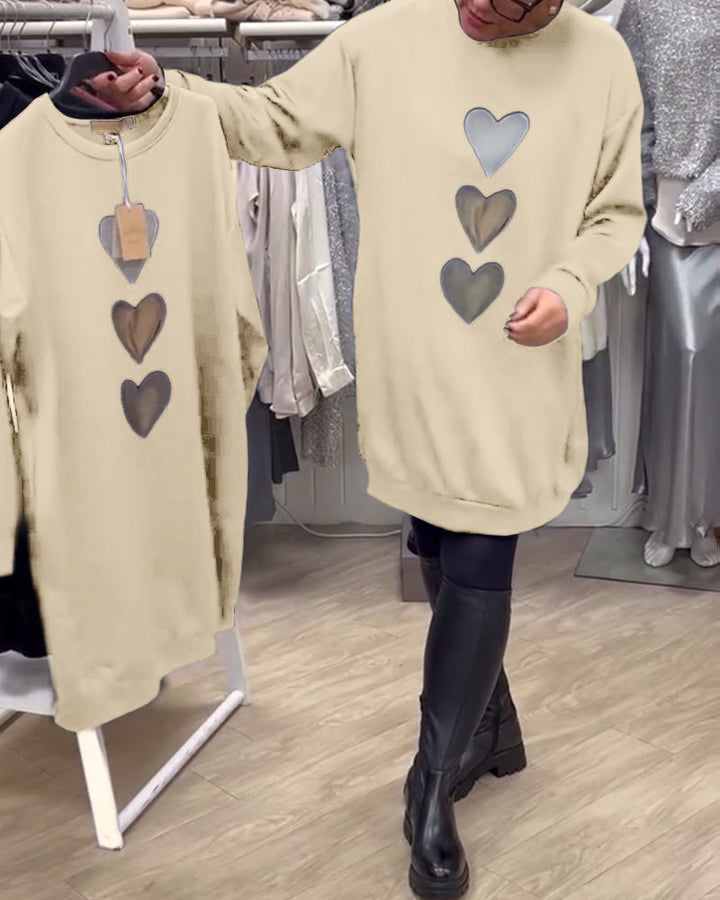 Laura™ | Casual shift dress with heart pattern