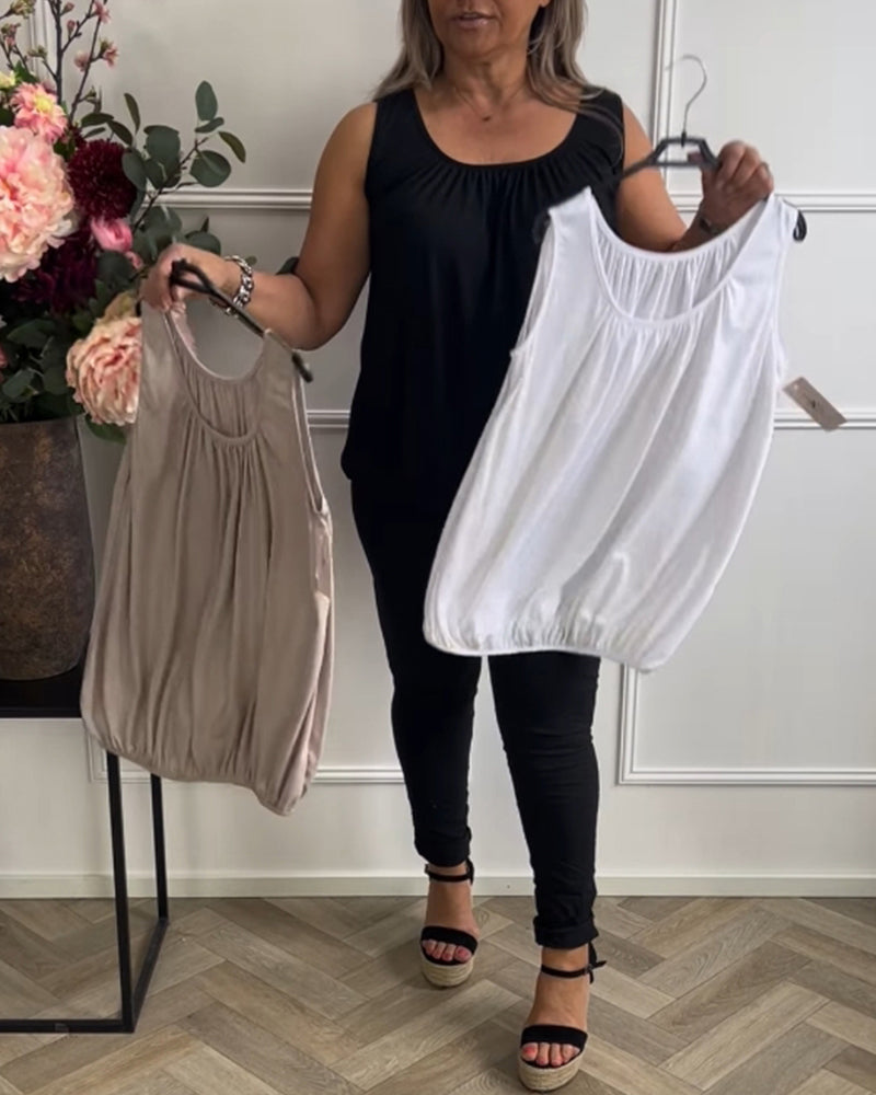 Keira™ | Women’s Sleeveless Solid Color Pleated Top