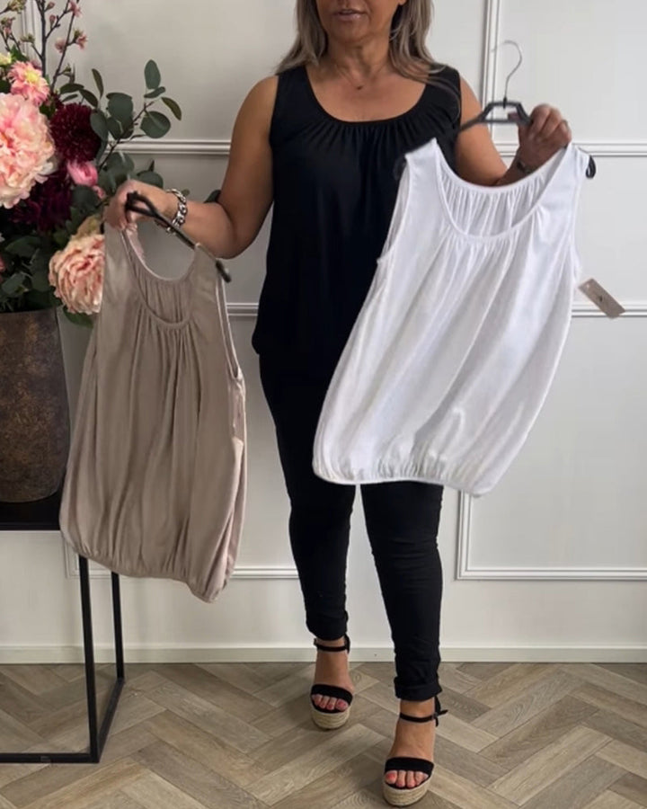 Keira™ | Women’s Sleeveless Solid Color Pleated Top