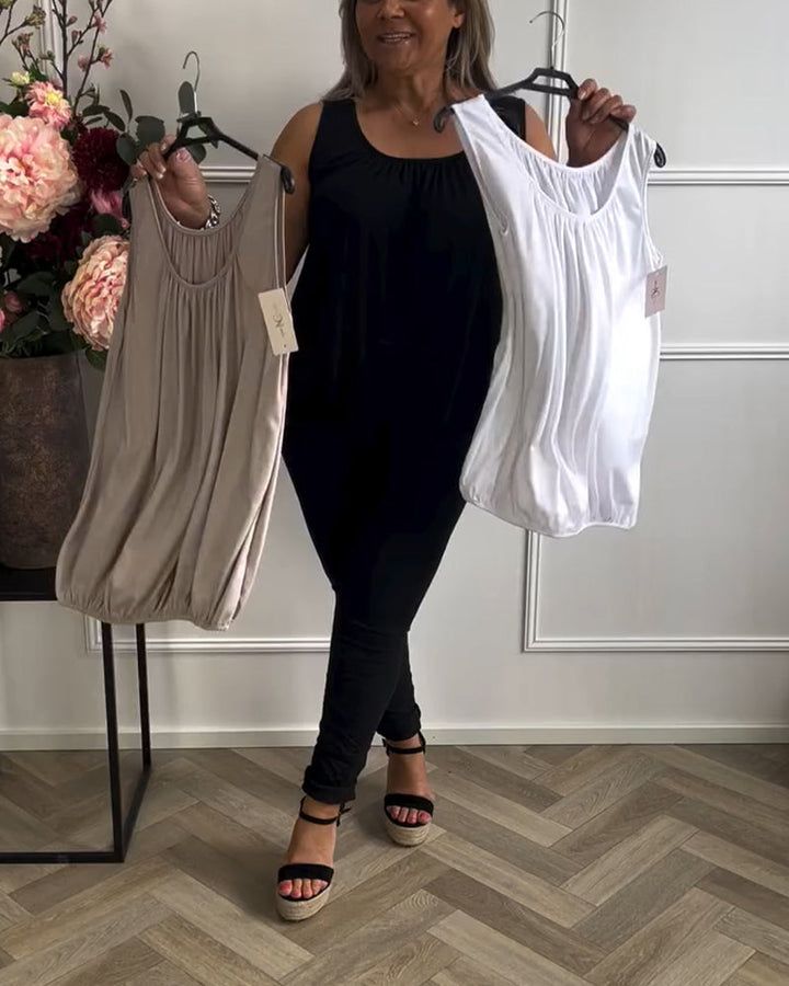 Keira™ | Women’s Sleeveless Solid Color Pleated Top