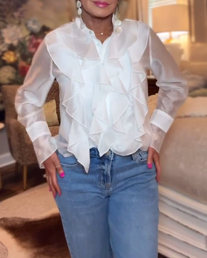 Isabelle™ | Women’s Elegant Solid Color Blouse with Ruffles