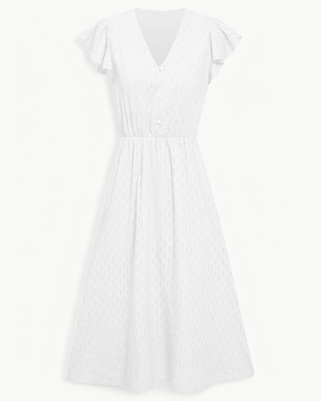 Lara™ | Midi Dress with V-neck and Ruffle Sleeves