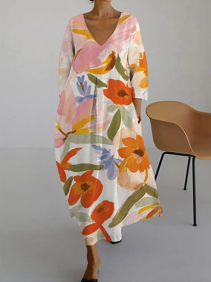 Lea™ | Floral Dress with V-Neck for Women