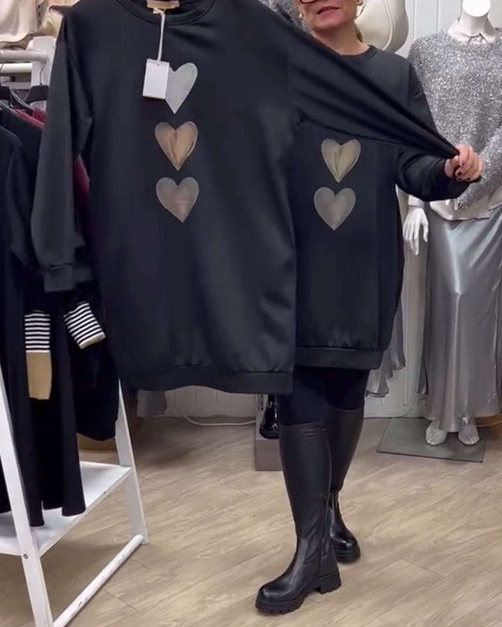 Laura™ | Casual shift dress with heart pattern