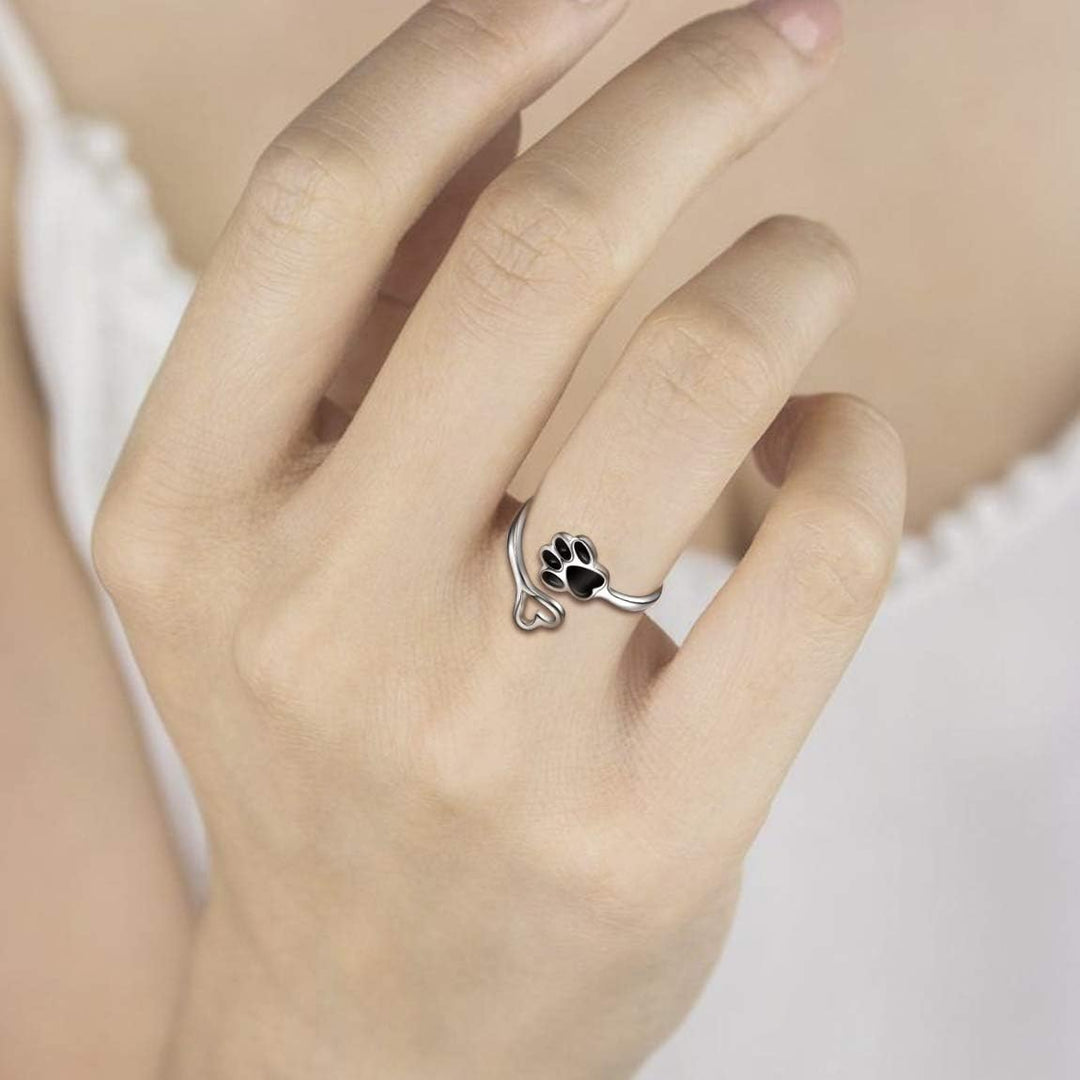 Handcrafted Paw & Heart Ring