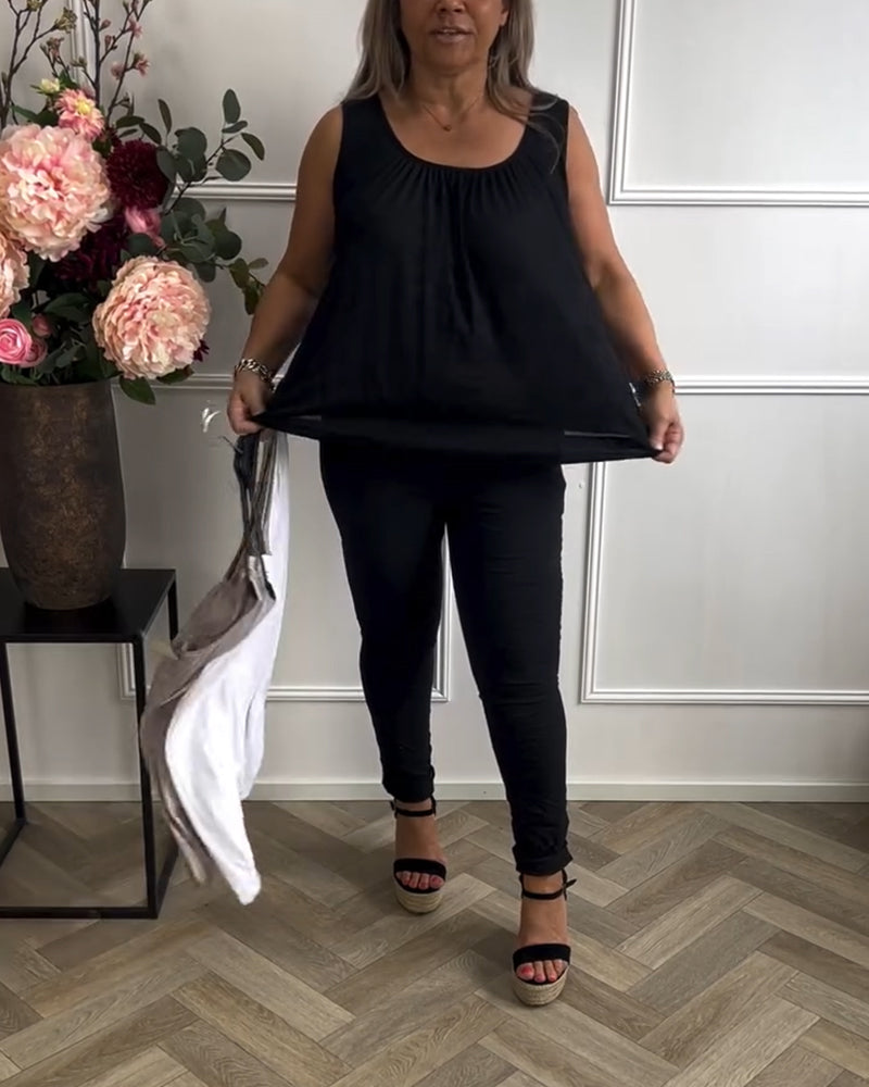 Keira™ | Women’s Sleeveless Solid Color Pleated Top