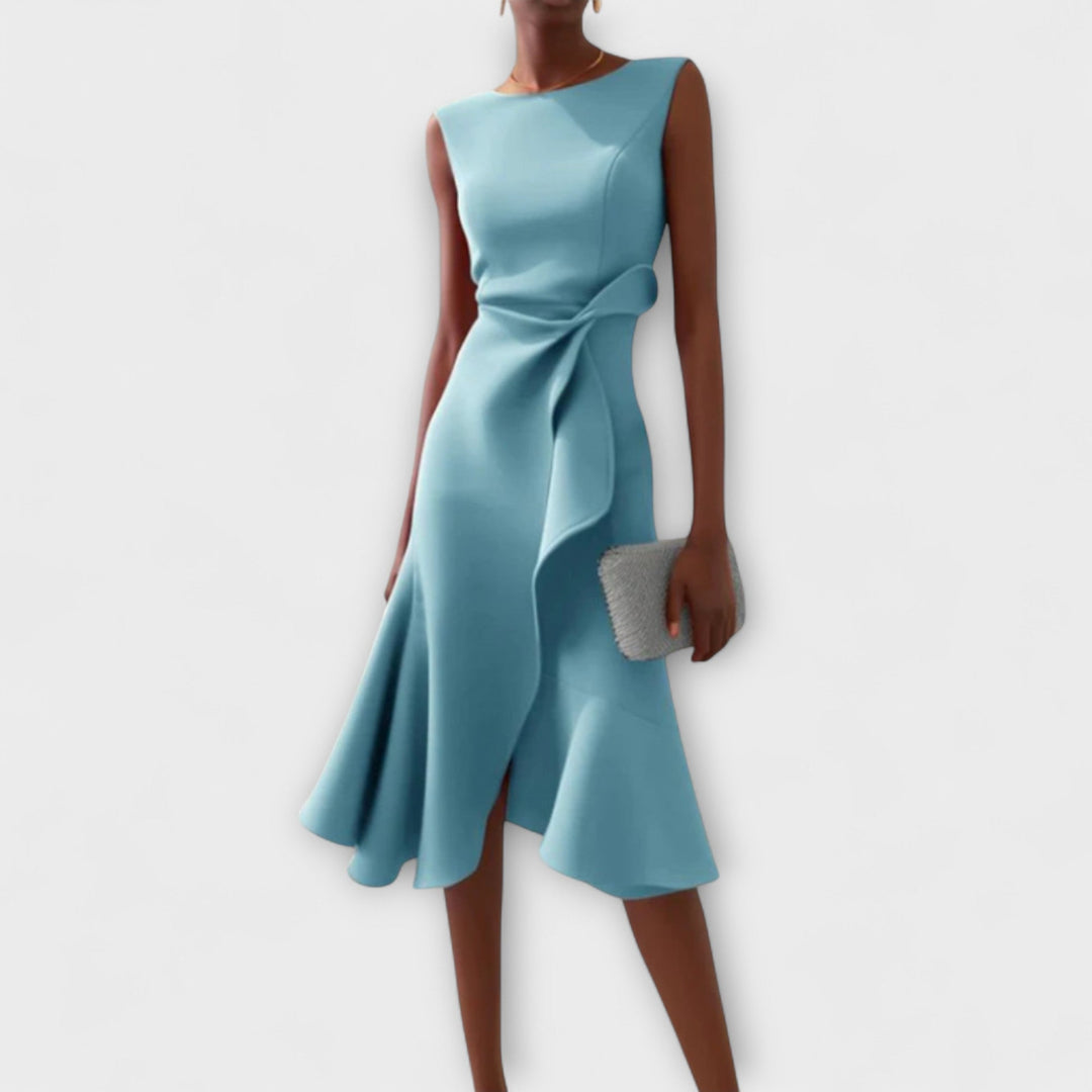 Éilis – Draped Asymmetric Midi Dress