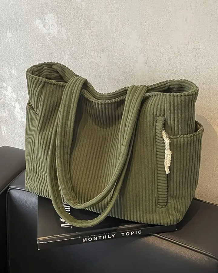 Treasa – Ribbed Tote Bag with Cord Detail