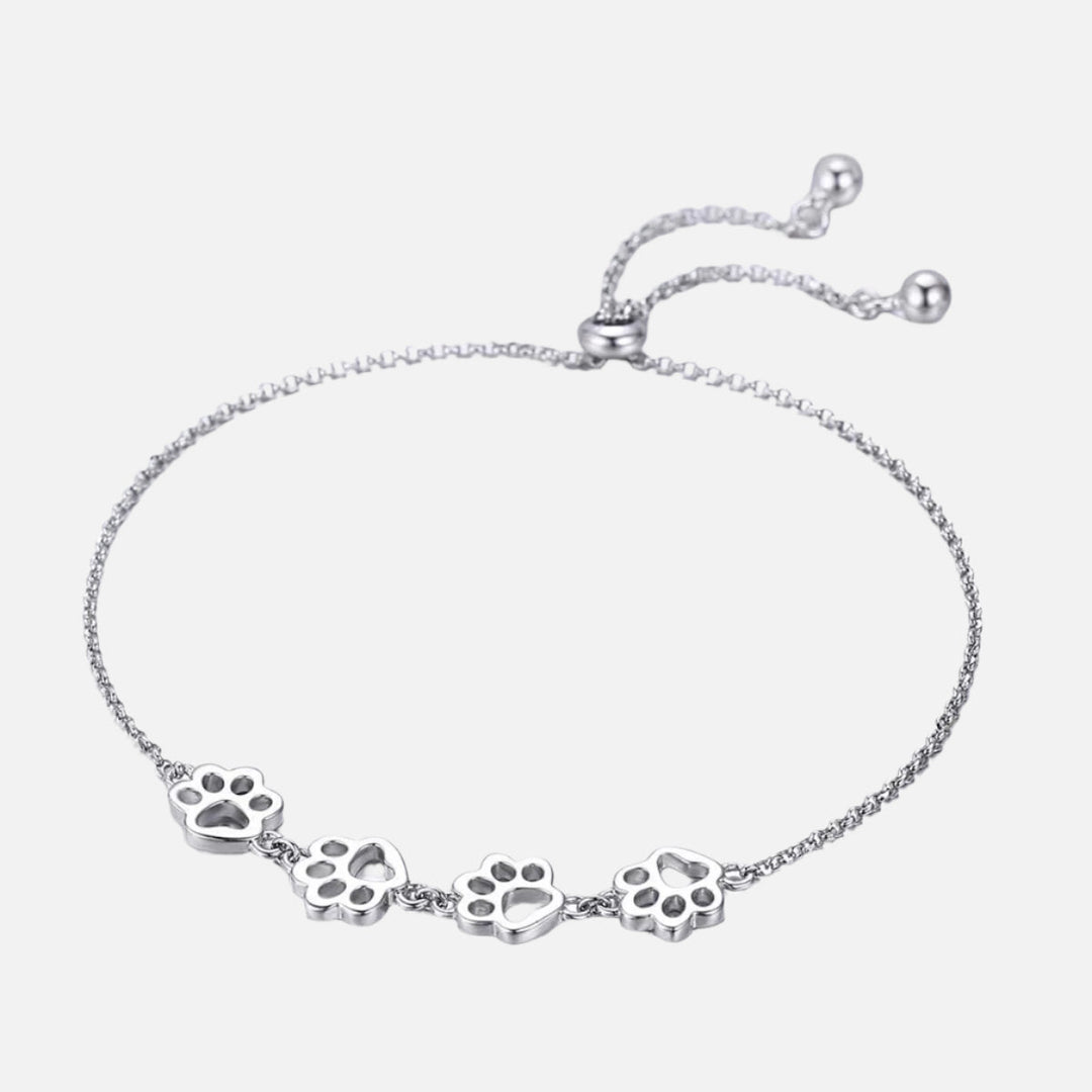 Silver Paw Print Bracelet – Adjustable Fit