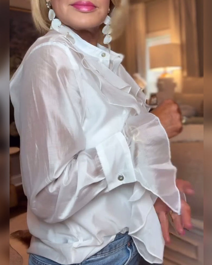 Isabelle™ | Women’s Elegant Solid Color Blouse with Ruffles