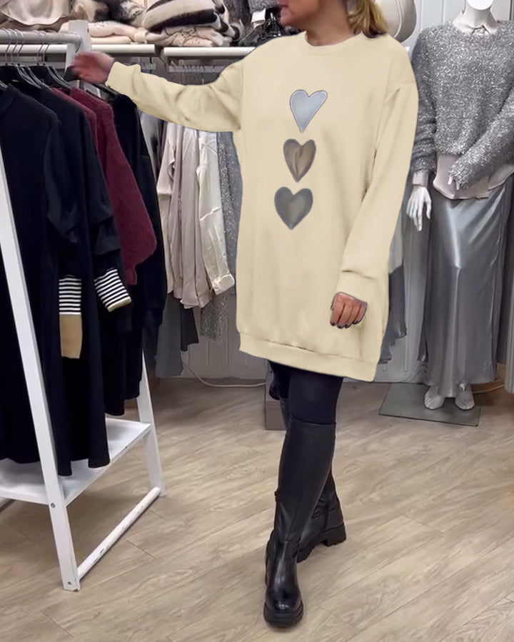 Laura™ | Casual shift dress with heart pattern
