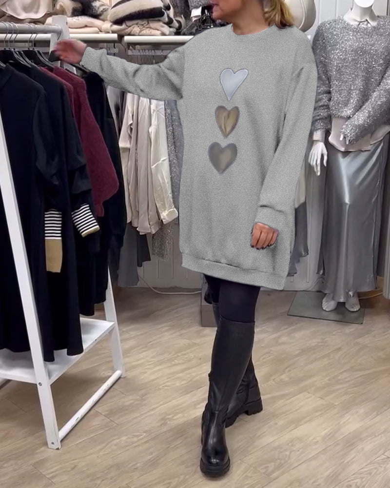 Laura™ | Casual shift dress with heart pattern