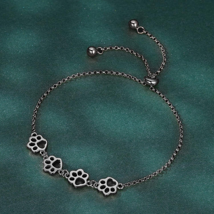 Silver Paw Print Bracelet – Adjustable Fit
