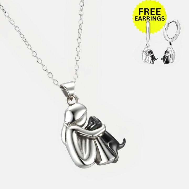 Hug Pendant Necklace with Bonus Earrings