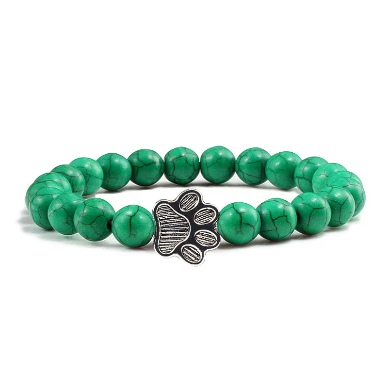Beaded Paw Bracelet – Natural Stone Design
