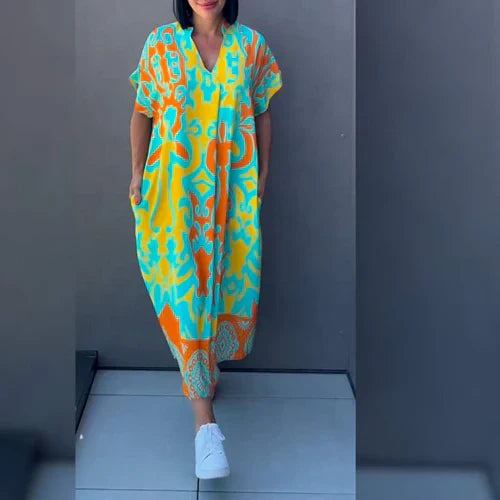 Nia™ | Women's Relaxed Maxi Dress with Artistic Print