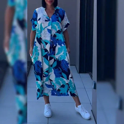 Nia™ | Women's Relaxed Maxi Dress with Artistic Print