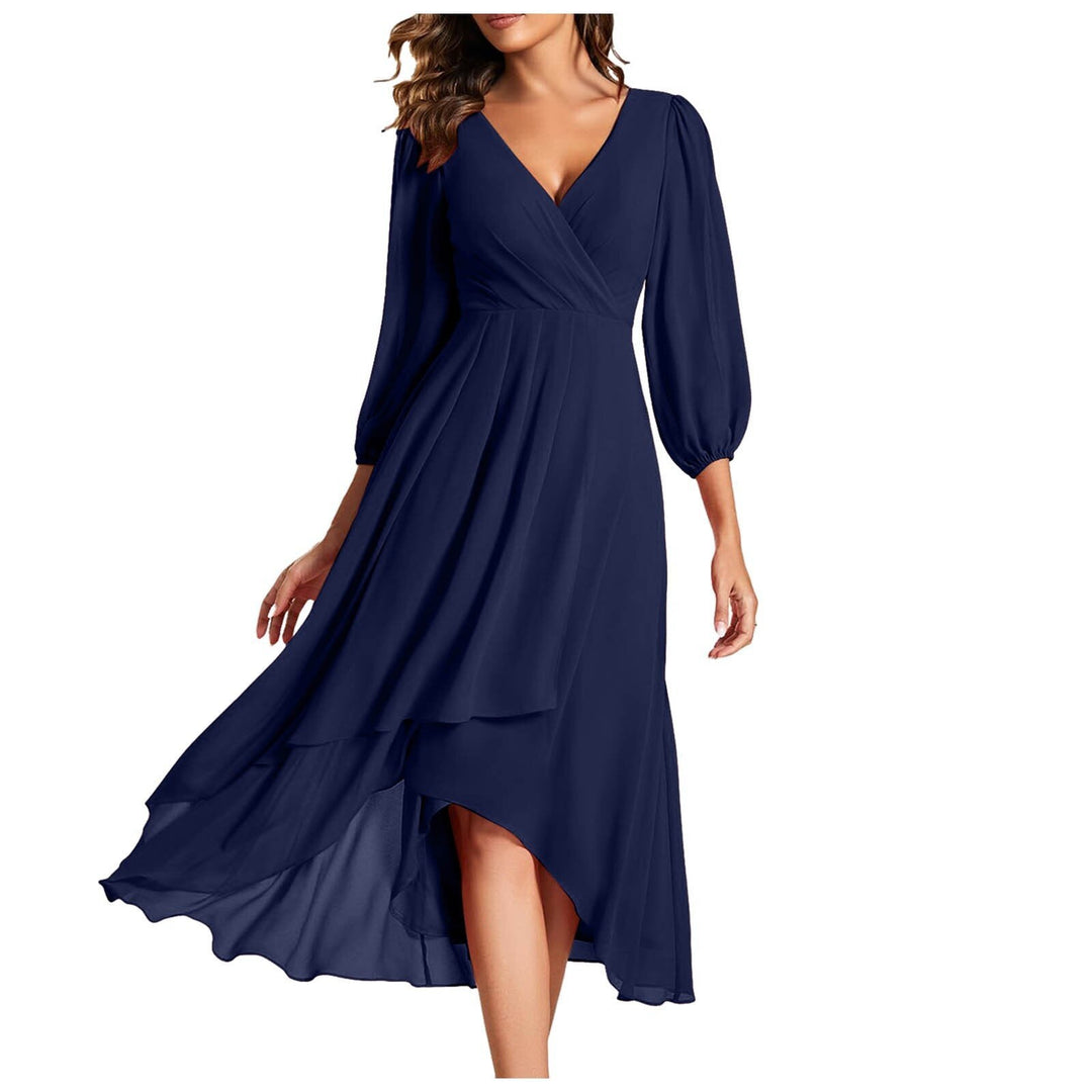 Mia™ – V-neck dress with asymmetric hem