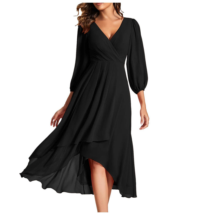 Mia™ – V-neck dress with asymmetric hem