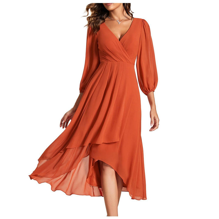 Mia™ – V-neck dress with asymmetric hem
