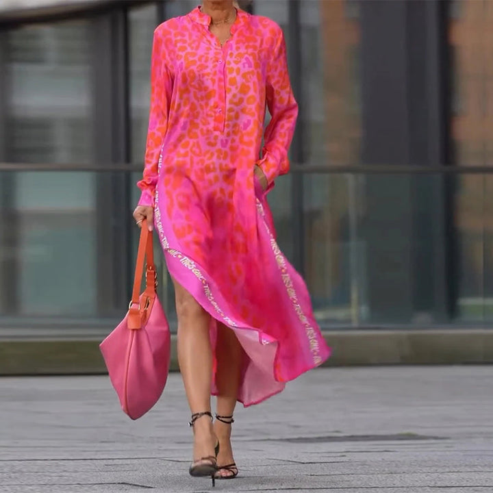 Hailey™ | Women’s Long Sleeve Leopard Print Dress with Slit