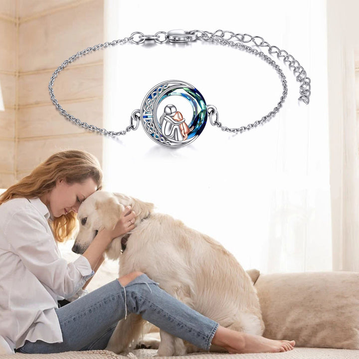 Adjustable Silver Dog Charm Bracelet