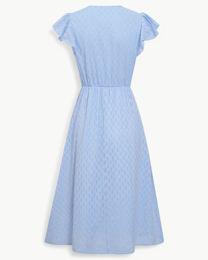 Lara™ | Midi Dress with V-neck and Ruffle Sleeves