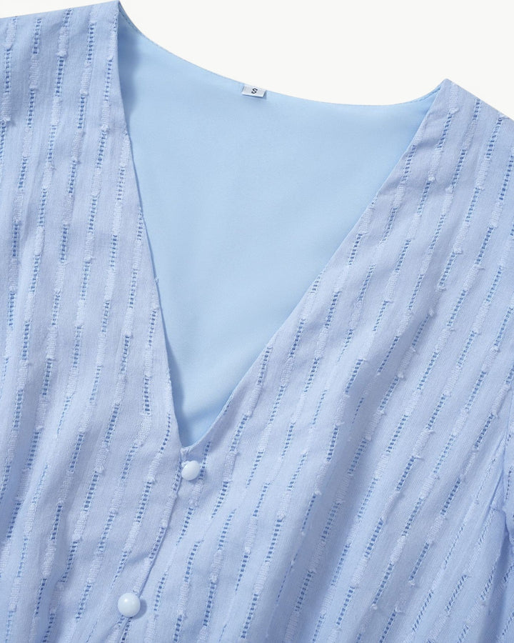 Lara™ | Midi Dress with V-neck and Ruffle Sleeves