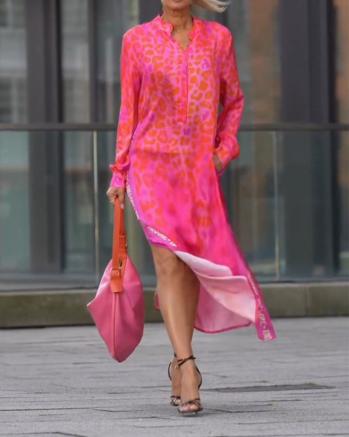 Hailey™ | Women’s Long Sleeve Leopard Print Dress with Slit
