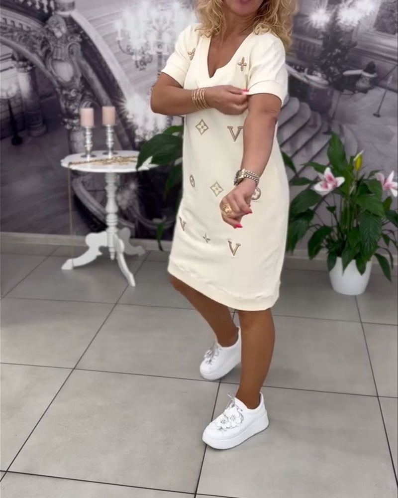 Sienna™ | Women’s Fashion V-Neck Short Sleeve Dress