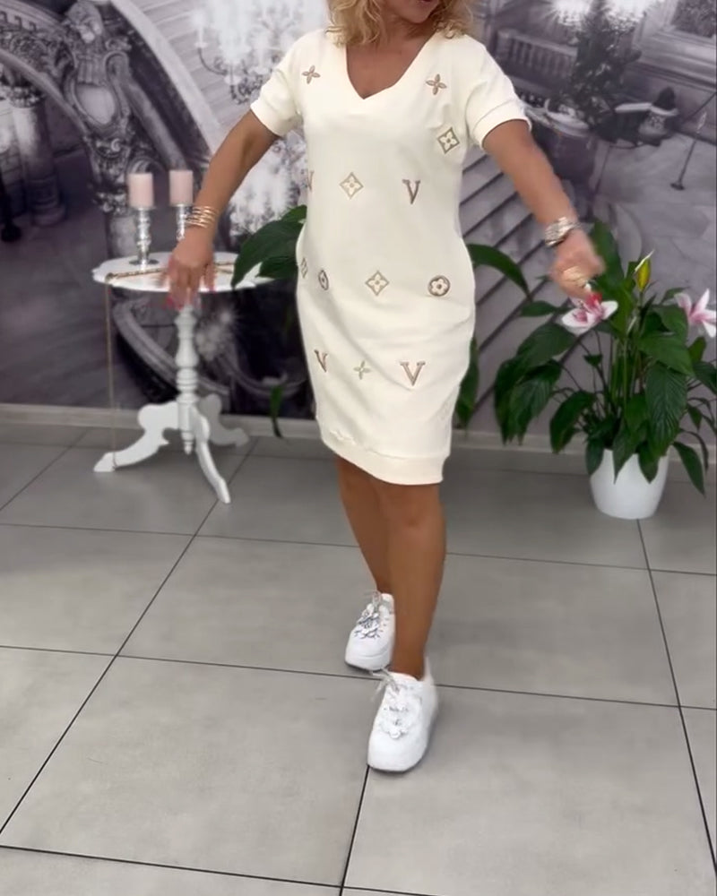 Sienna™ | Women’s Fashion V-Neck Short Sleeve Dress