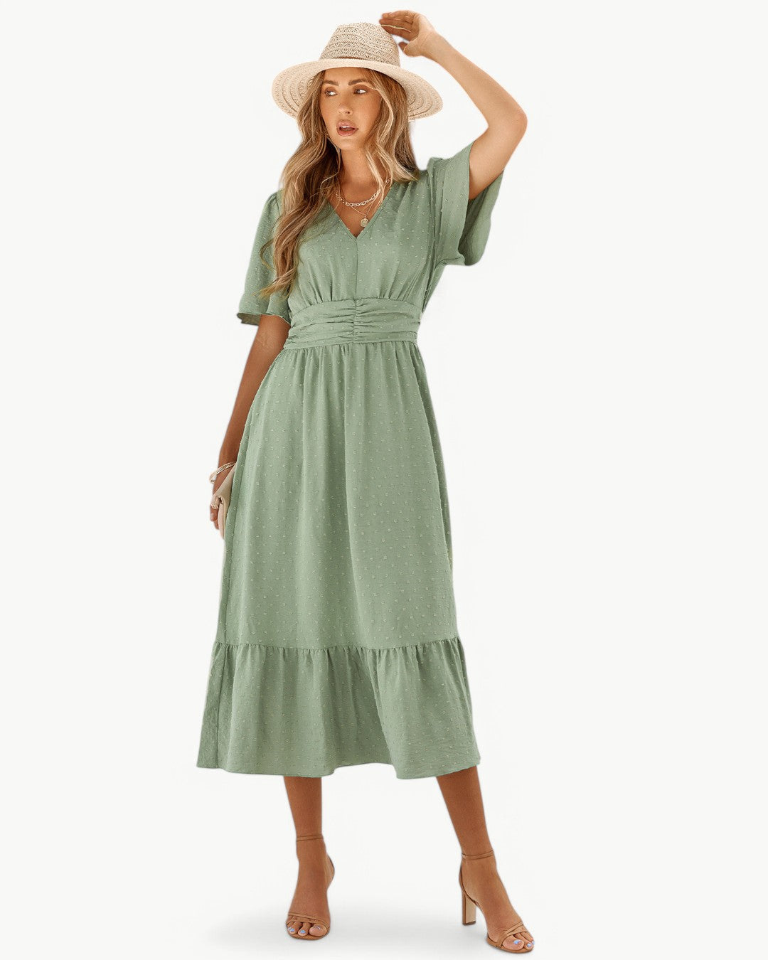 Renee™ | V-neck Calf-Length Dress